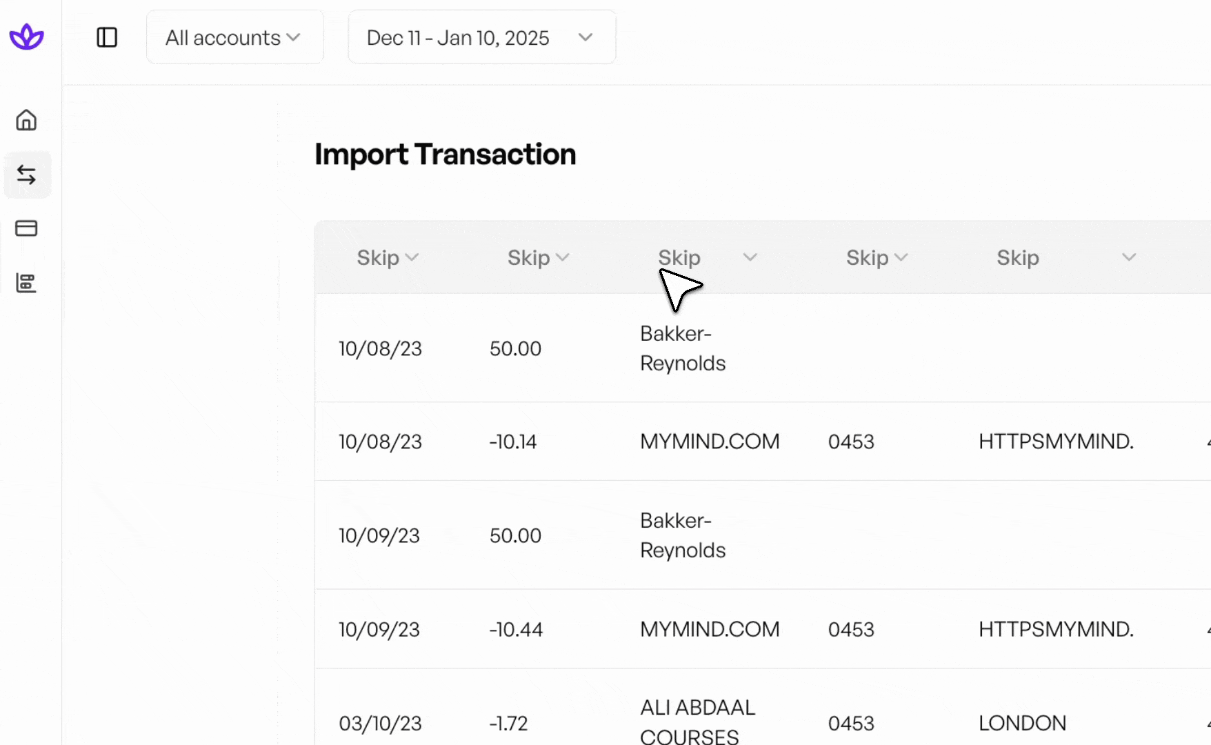 Upload your transactions animation